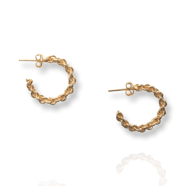 Gold Round Linked Hoop Earrings